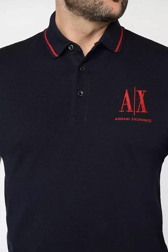 Тёмно-синее поло Armani Exchange embroidered-logo