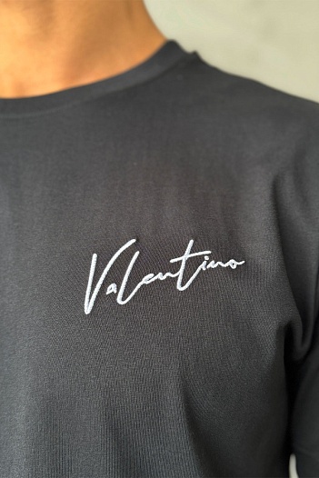 Мужская чёрная футболка Valentino VLogo Signature   