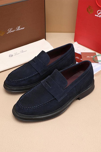 Замшевые лоферы Loro Piana Travis - Navy   