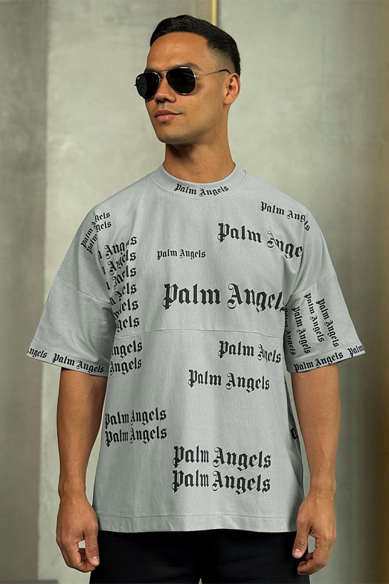Серая оверсайз футболка Palm Angels Ultra Logo