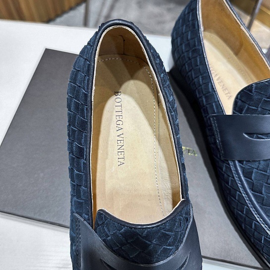 Мужские замшевые лоферы Bottega Veneta Intrecciato - Navy