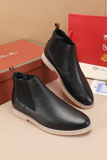 Кожаные ботинки с мехом Loro Piana   