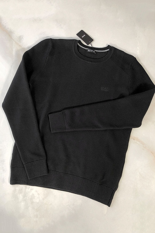 Чёрный мужской джемпер Hugo Boss logo-embroidered