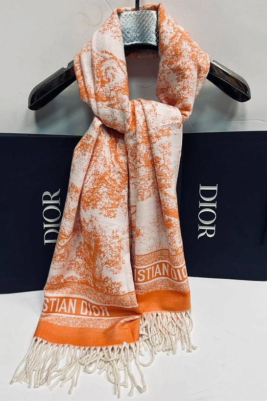Кашемировый палантин Dior оранжевого цвета