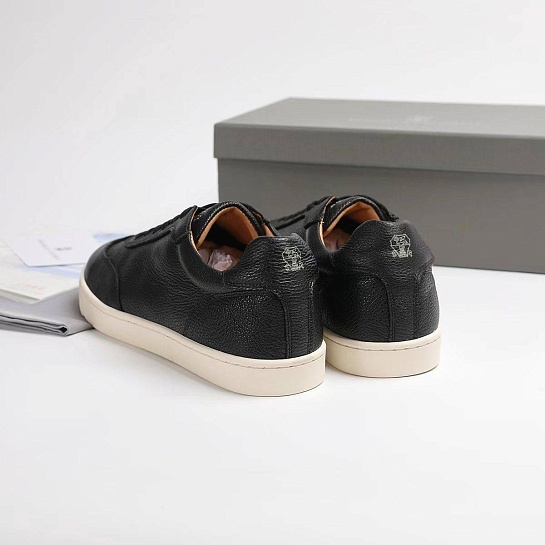 Кожаные кроссовки Brunello Cucinelli logo-print - Black