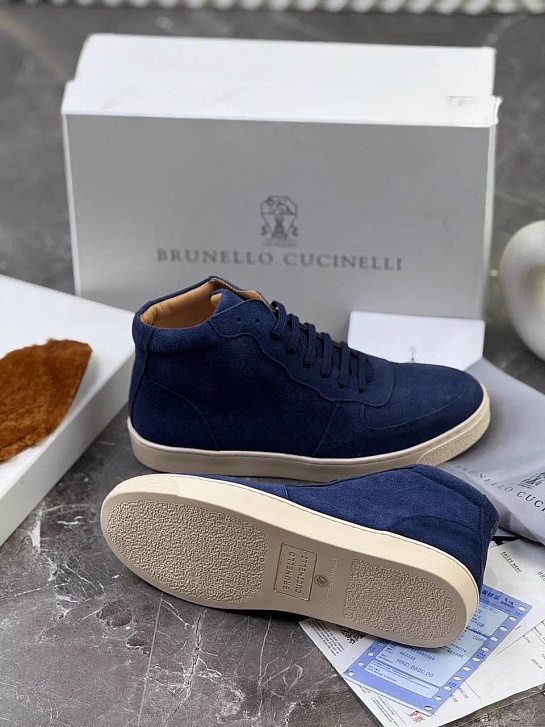 Замшевые кроссовки с меховой стелькой Brunello Cucinelli