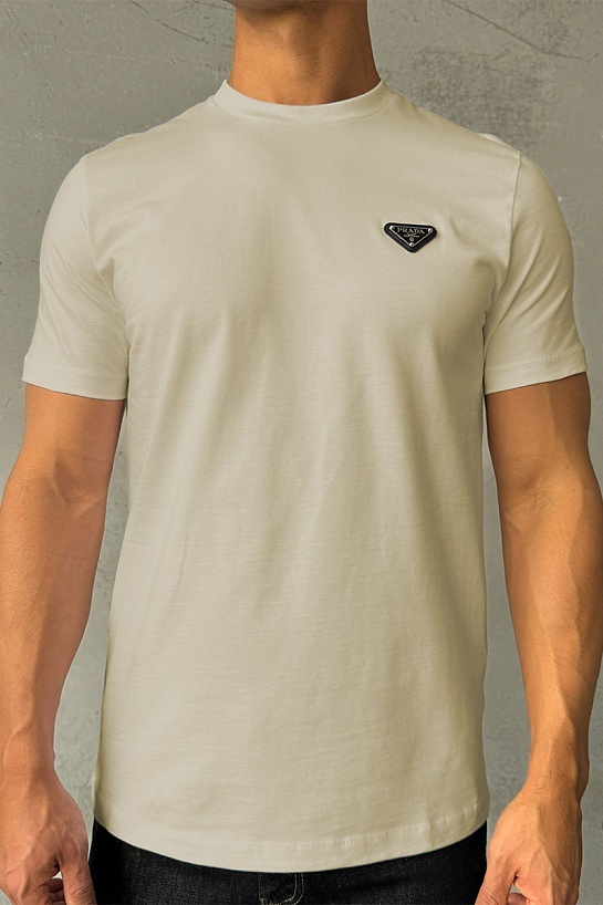 Мужская футболка Prada logo-plaque - Beige
