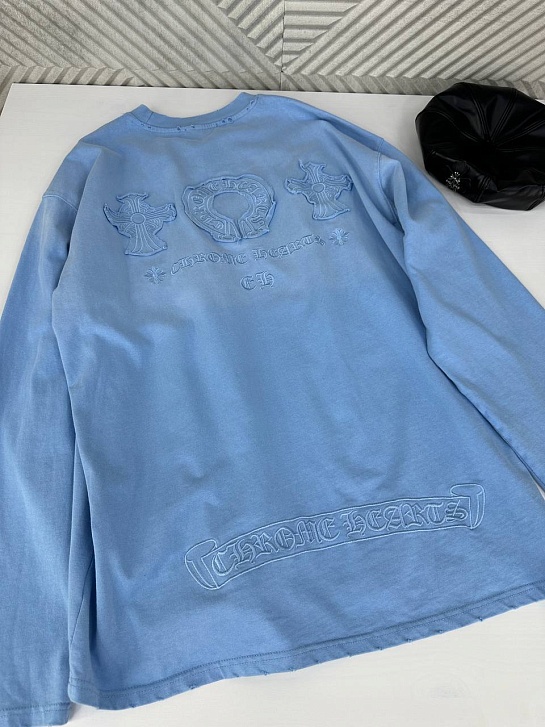 Женский лонгслив голубого цвета Chrome Hearts