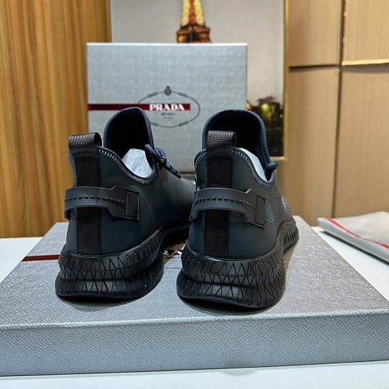 Мужские кожаные кроссовки Prada lace-up - Navy