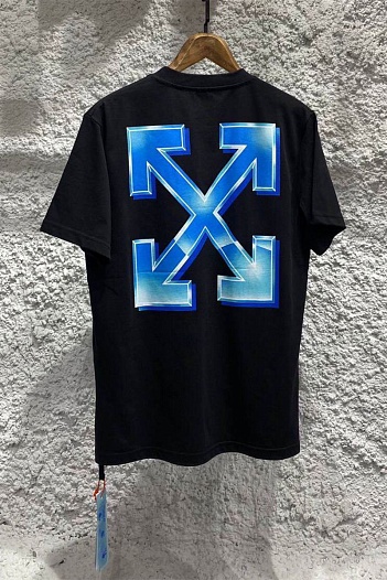 Чёрная оверсайз футболка Off-White Blue Metal Arrows   