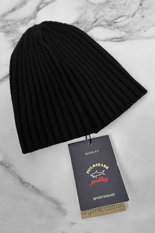 Мужская чёрная шапка Paul & Shark logo-patch