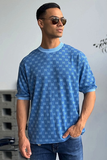 Синяя оверсайз футболка Balenciaga   