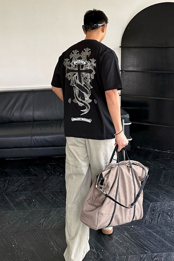 Чёрная оверсайз футболка Chrome Hearts Premium   