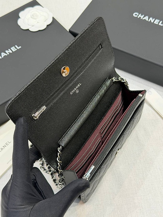 Кожаная сумка Chanel Wallet on Chain premium 19x12x4 см