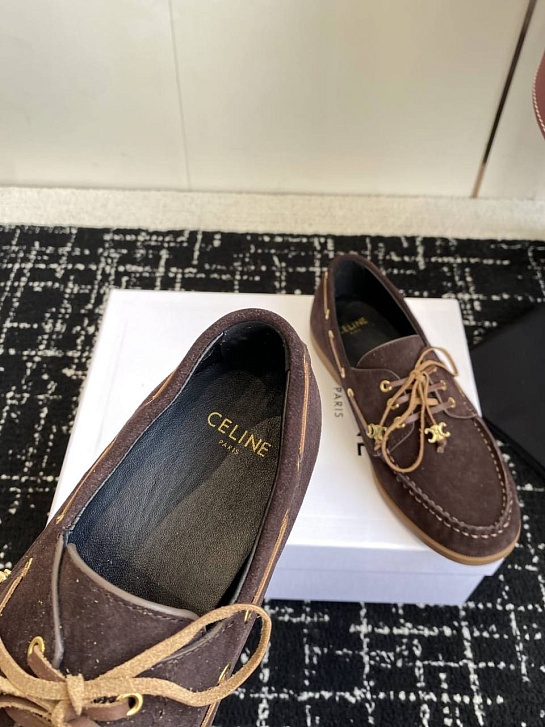 Женские замшевые лоферы Celine premium - Brown