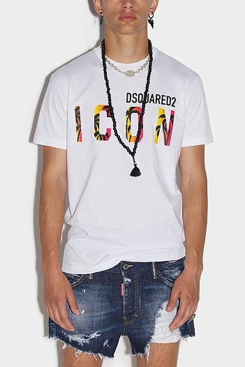 Футболка белого цвета Dsquared2 Icon tropical   