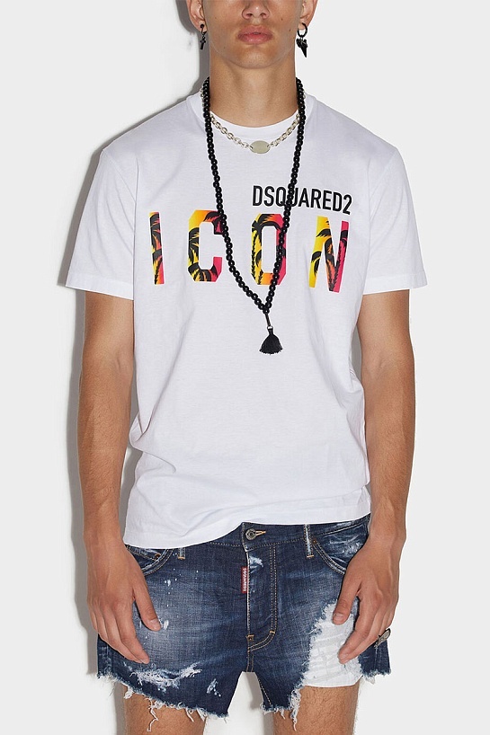 Футболка белого цвета Dsquared2 Icon tropical