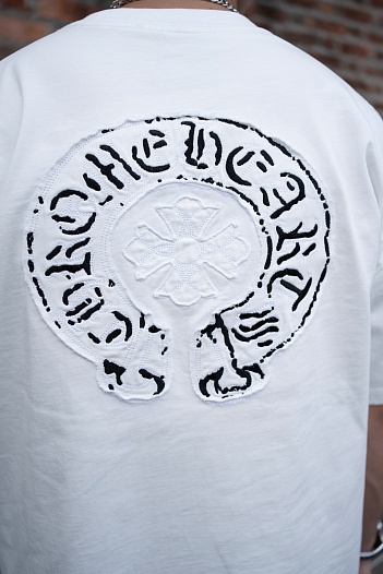 Белая оверсайз футболка Chrome Hearts Premium   