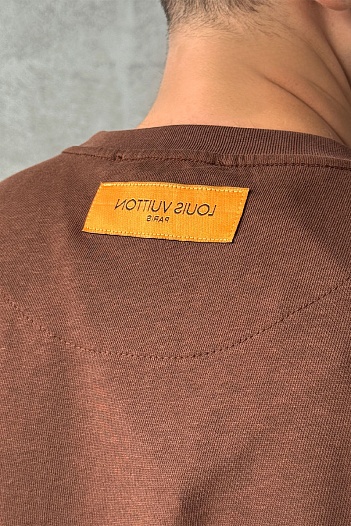 Коричневая оверсайз футболка Louis Vuitton Nigo Heart Logo   