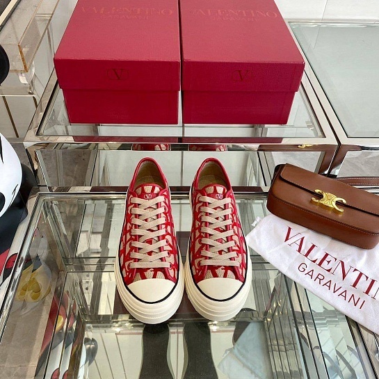 Женские кеды Valentino Toile Iconographe Totaloop Premium - Red