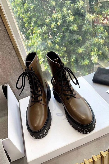 Женские кожаные ботинки Celine Premium   