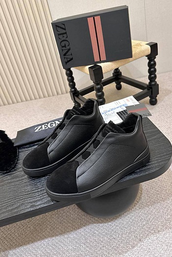 Кроссовки с мехом Ermenegildo Zegna Triple Stitch high-top   