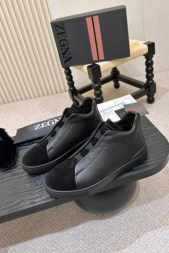 Кроссовки с мехом Ermenegildo Zegna Triple Stitch high-top