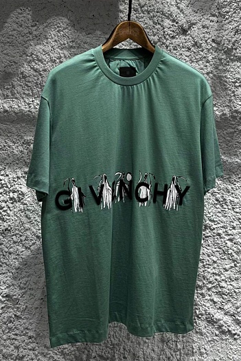 Зелёная оверсайз футболка Givenchy embossed logo   