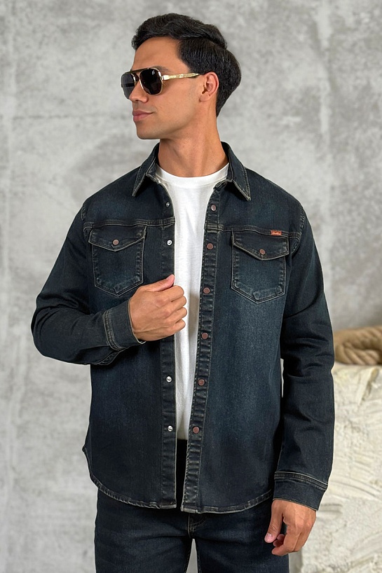 Джинсовая рубашка Loro Piana тёмно-синего цвета