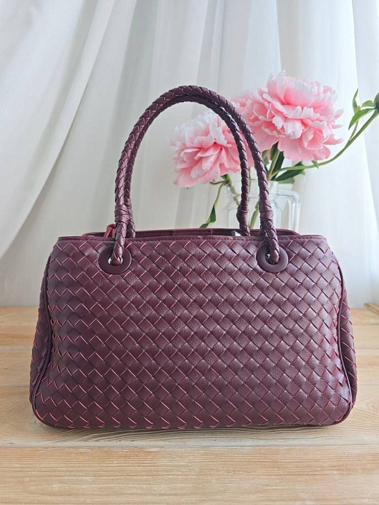 Кожаная сумка Bottega Veneta Basket 30x20 см - Burgundy