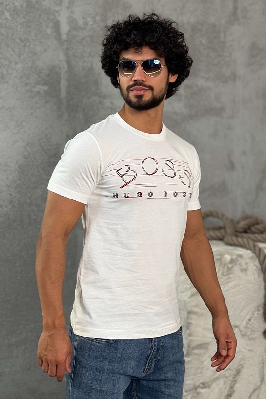 Футболка белого цвета Hugo Boss logo-applique