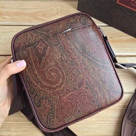 Кожаная сумка Etro с узором пейсли 18x20 см   