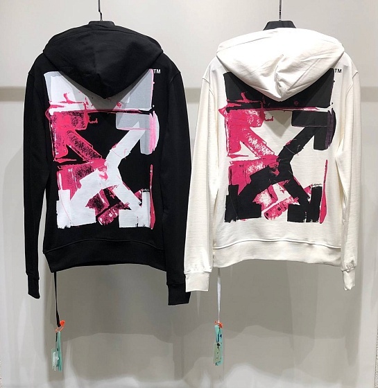 Белое оверсайз худи Off-White Acrylic Arrow