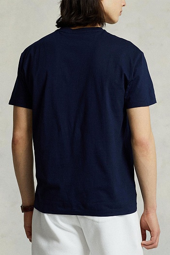 Мужская тёмно-синяя футболка Polo Ralph Lauren logo-print   