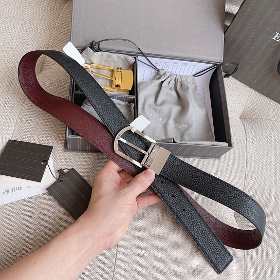Двусторонний кожаный ремень Zegna Premium (ширина 3.5 см)