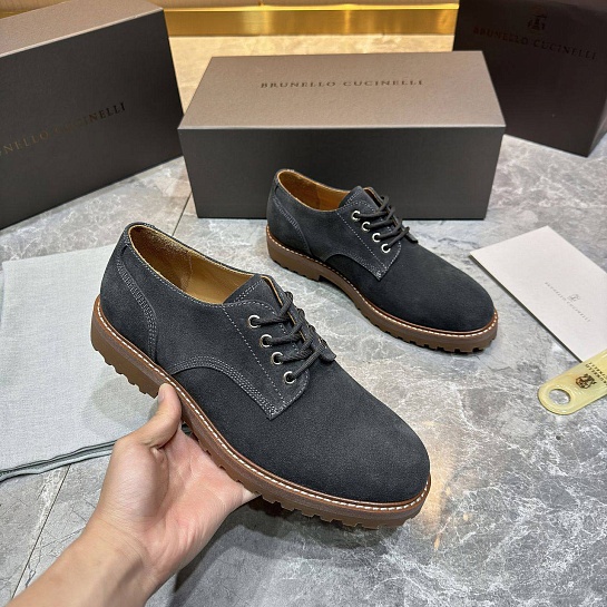 Замшевые ботинки Brunello Cucinelli серого цвета