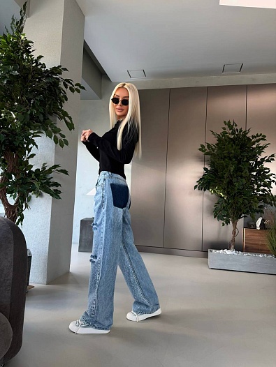 Женские светло-голубые джинсы со стразами MIU MIU premium   