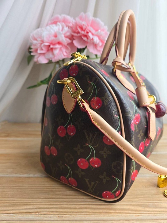 Кожаная сумка Louis Vuitton x Takashi Murakami Cherry Speedy 30x22 см