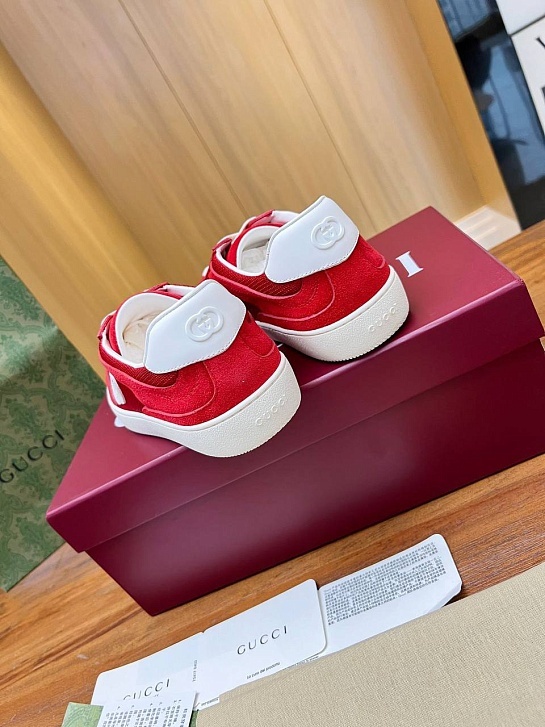 Женские замшевые кеды Gucci Premium - Red