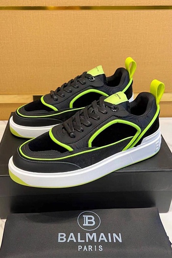 Комбинированные кроссовки Balmain чёрного цвета   