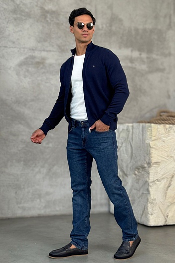 Кофта на молнии Tommy Hilfiger flag embroidery - Navy   