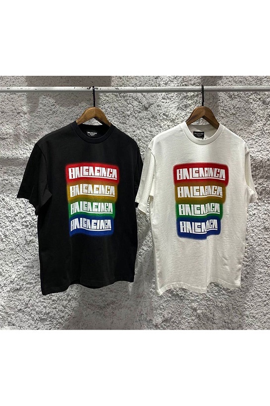 Чёрная оверсайз футболка Balenciaga logo print