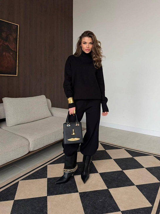 Женский костюм тройка на флисе Schiaparelli premium - Black