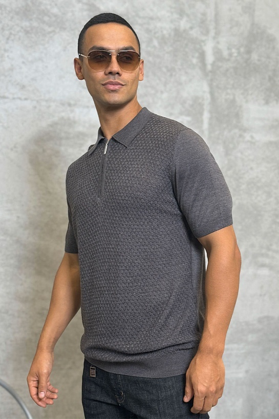 Мужское поло Stefano Ricci серого цвета