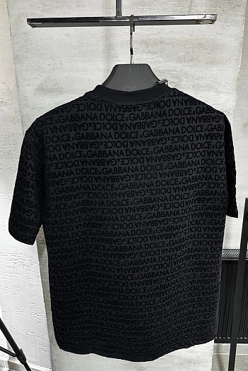 Мужская чёрная футболка Dolce & Gabbana monogram all-over   