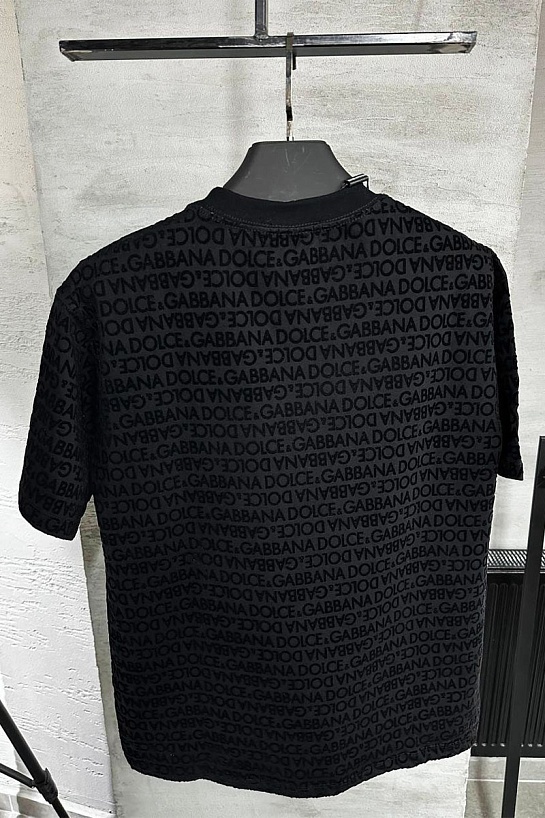 Мужская чёрная футболка Dolce & Gabbana monogram all-over