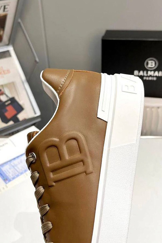 Мужские кожаные кроссовки Balmain B-Court