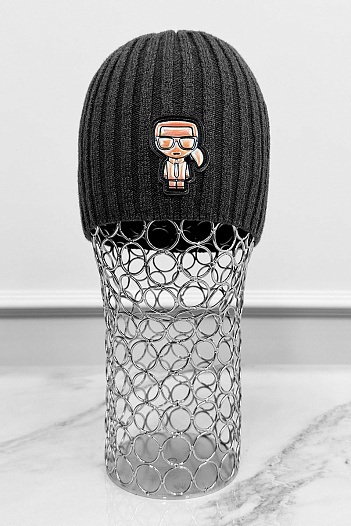 Мужская шапка серого цвета Karl Lagerfeld logo-patch   