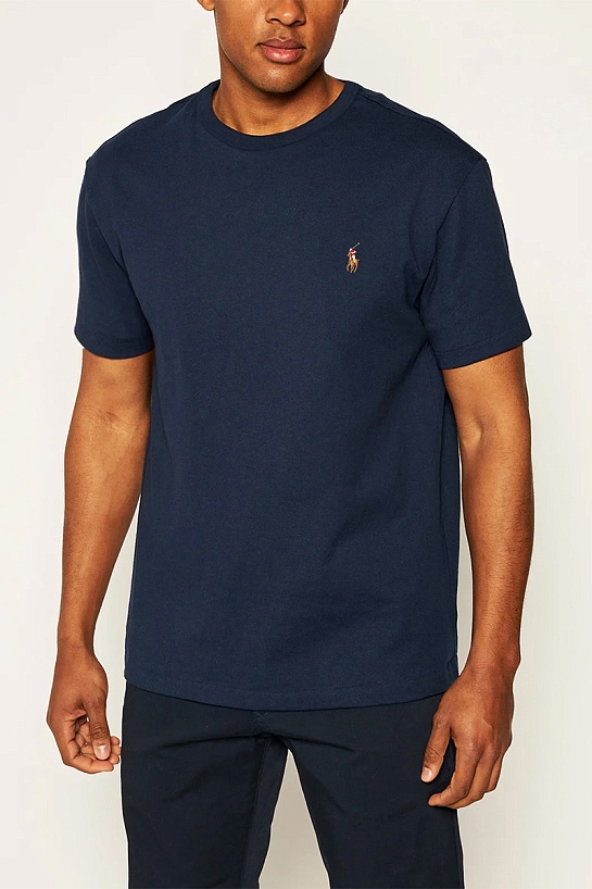 Футболка синего цвета Polo Ralph Lauren pony-embroidered