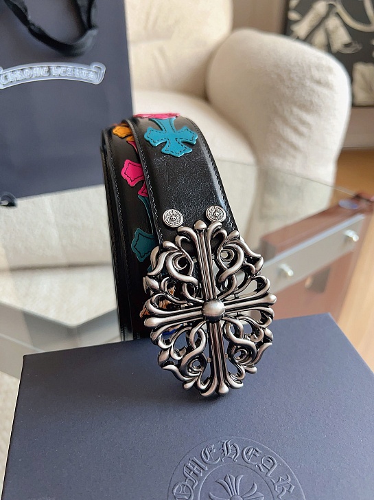 Кожаный ремень Chrome Hearts Cross Patch Cemetery premium